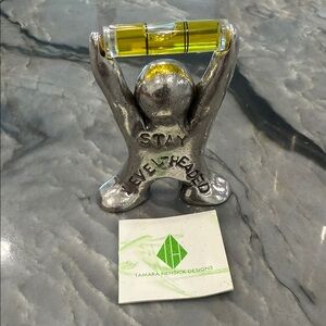 Tamara Hensick Designs Pewter Metal Figurine that says “Stay Level Headed”